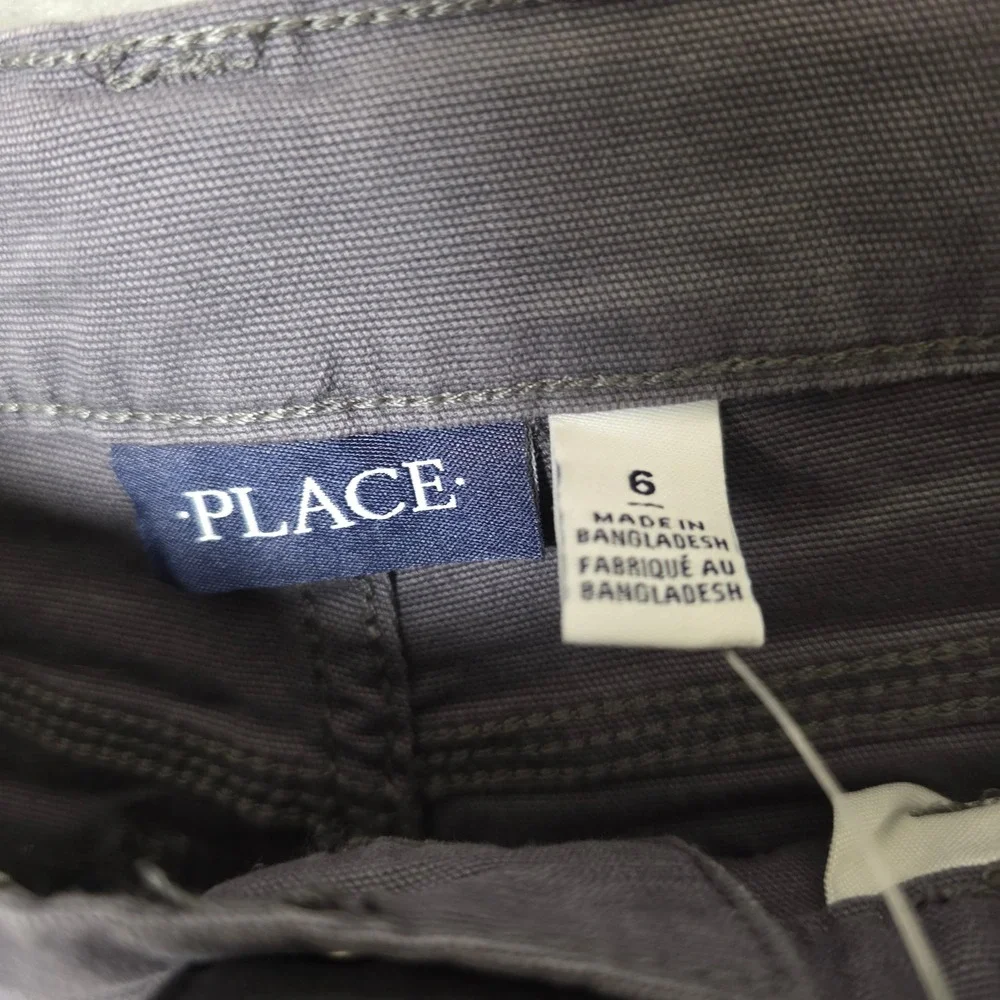 The Childrens Place Canvas Carpenter Pants Boys Size 6 Tempest Gray NEW Outdoors